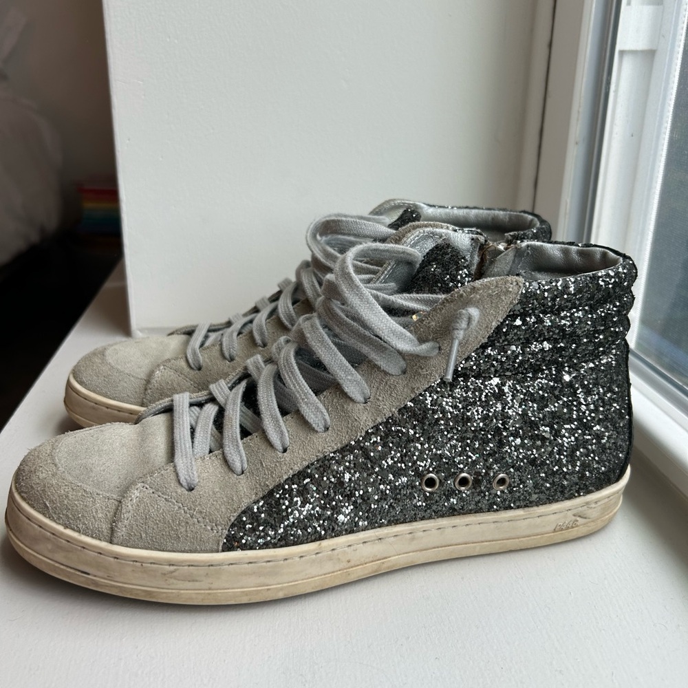 P448 glitter high top sneakers